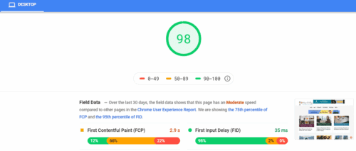 GeneratePress Review: Why All WordPress Pros Like It? 2 Google page speed after generatepress