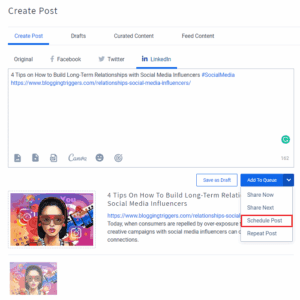 SocialPilot LinkedIn schedule