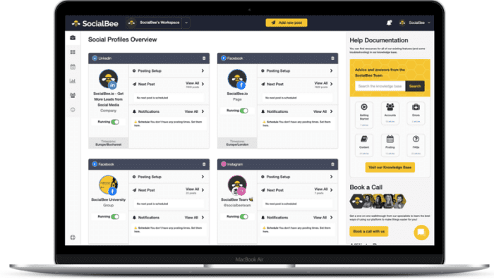 SocialBee dashboard