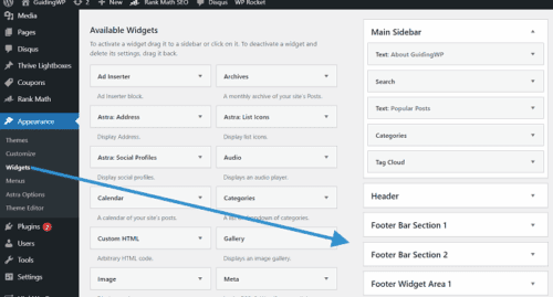 Footer widgets WordPress