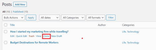 Clone wordpress page