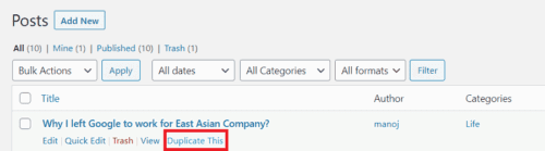 Duplicate WordPress