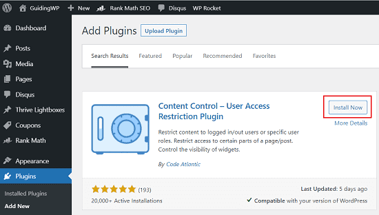 WordPress Content control