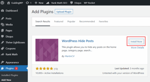 WordPress Hide Posts
