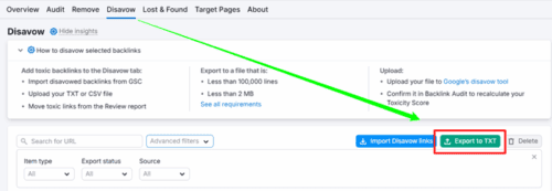 disavow backlinks