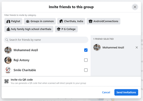 Facebook group members