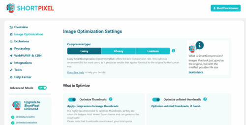 shortpixel settings shortpixel settings