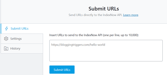 instant indexing