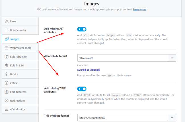 Image seo rank math