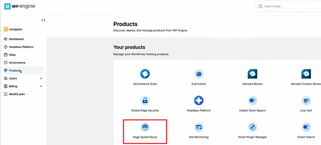 WP ENGINE interface