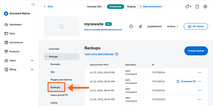 wp engine dashboard
