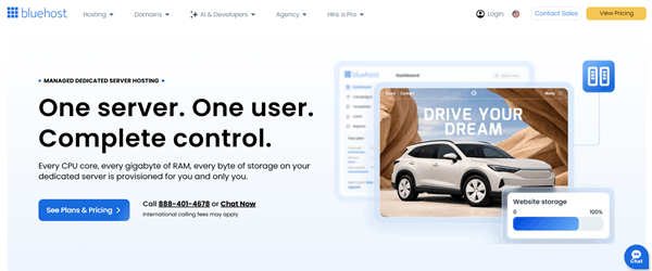 Bluehost dedicated server hosting