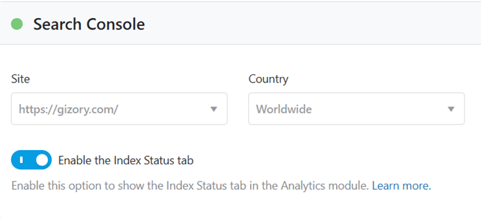 Connect Google search console