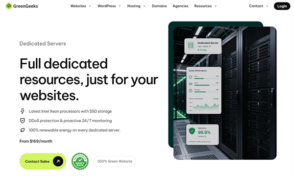 GreenGeeks dedicated hosting
