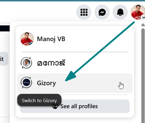 facebook page switch