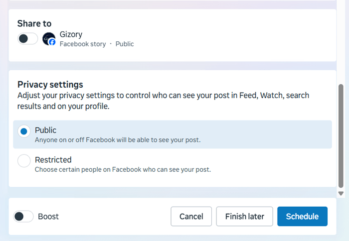 how to schedule a facebook page post