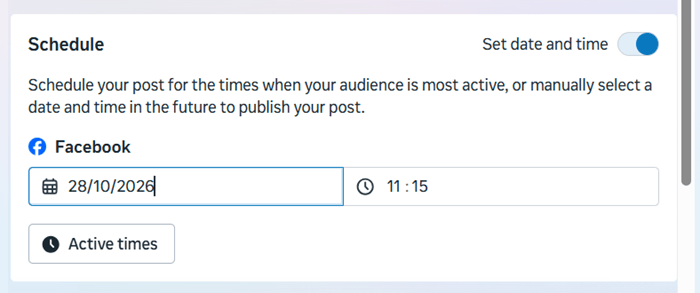 schedule a facebook page post